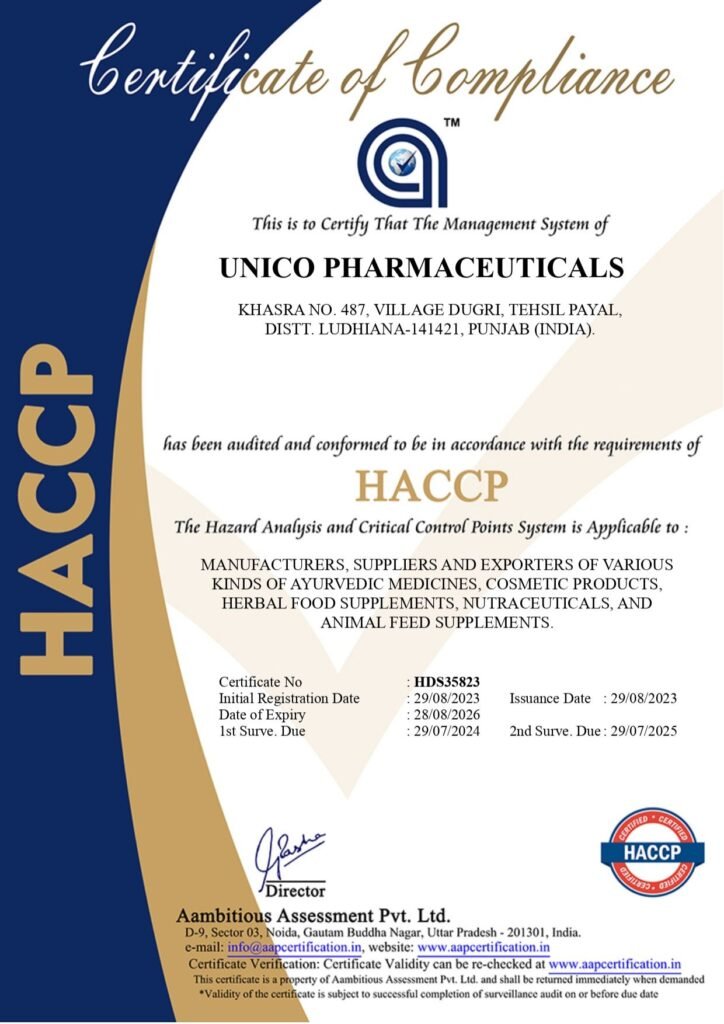 HACCP | Unico Pharmaceuticals