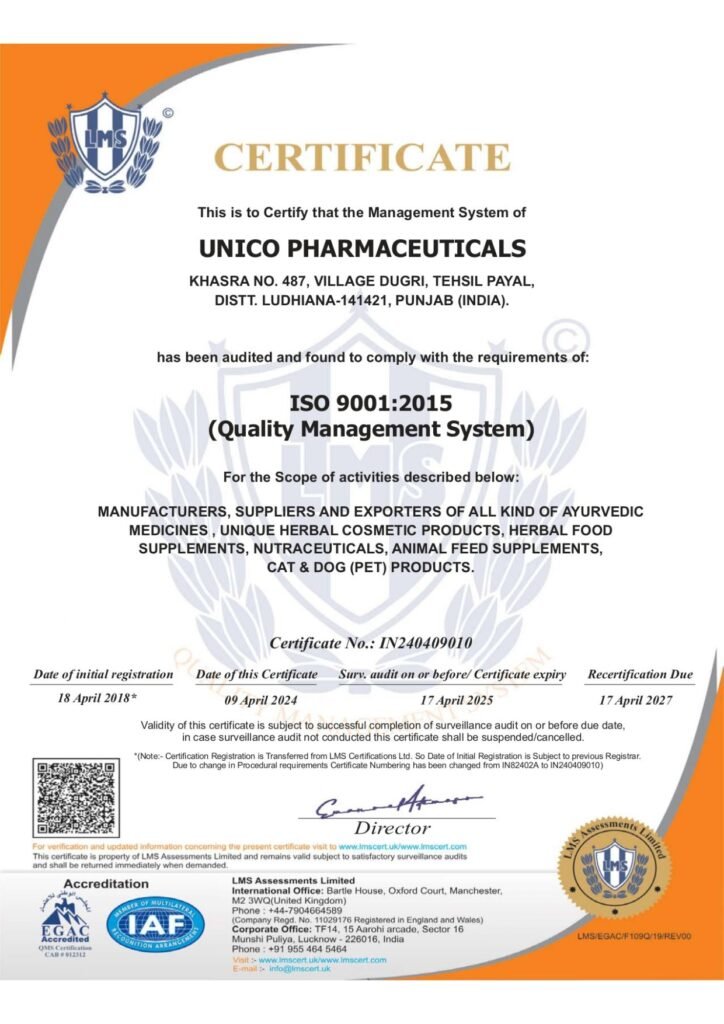 ISO Quality Management System | Unico Pharmaceuticals
