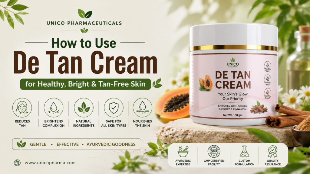 How to Use De Tan Cream for Healthy, Bright & Tan-Free Skin – Herbal De Tan Cream with Papaya, Licorice & Cinnamon by Unico Pharmaceuticals